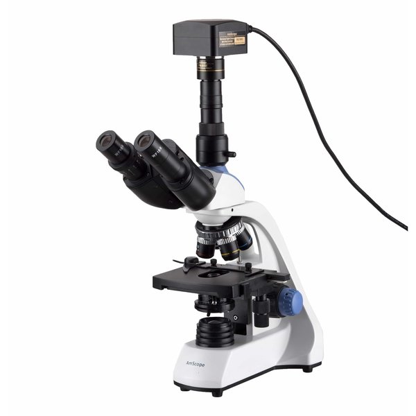 Amscope 40X-2500X LED Trinocular Compound Microscope w 3D Two-Layer Mechanical Stage With 10MP USB 3 Camera T250C-10M3